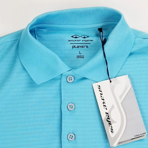 Snake Eyes Large Players Embroidered Sleeve Logo Blue Men's Short Sleeve Polo - Picture 7 of 12